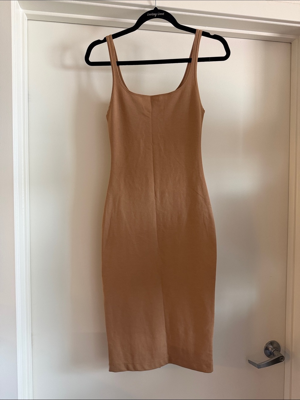 Zara Camel Sleeveless Scoop Bodycon Dress